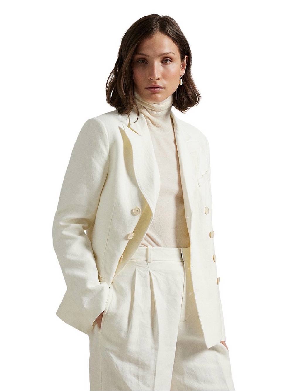NWT Polo Ralph Lauren Double Breasted Hemp Blazer White Size 4 Jacket